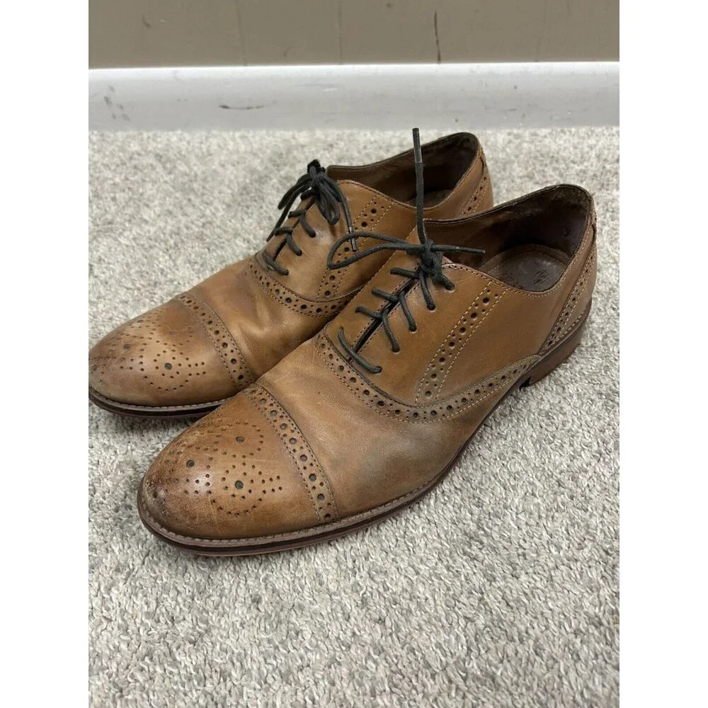 Johnston & Murphy Men’s‎ Size 10.5 Conrad Cap Toe Shoes Brown Calfskin Leather